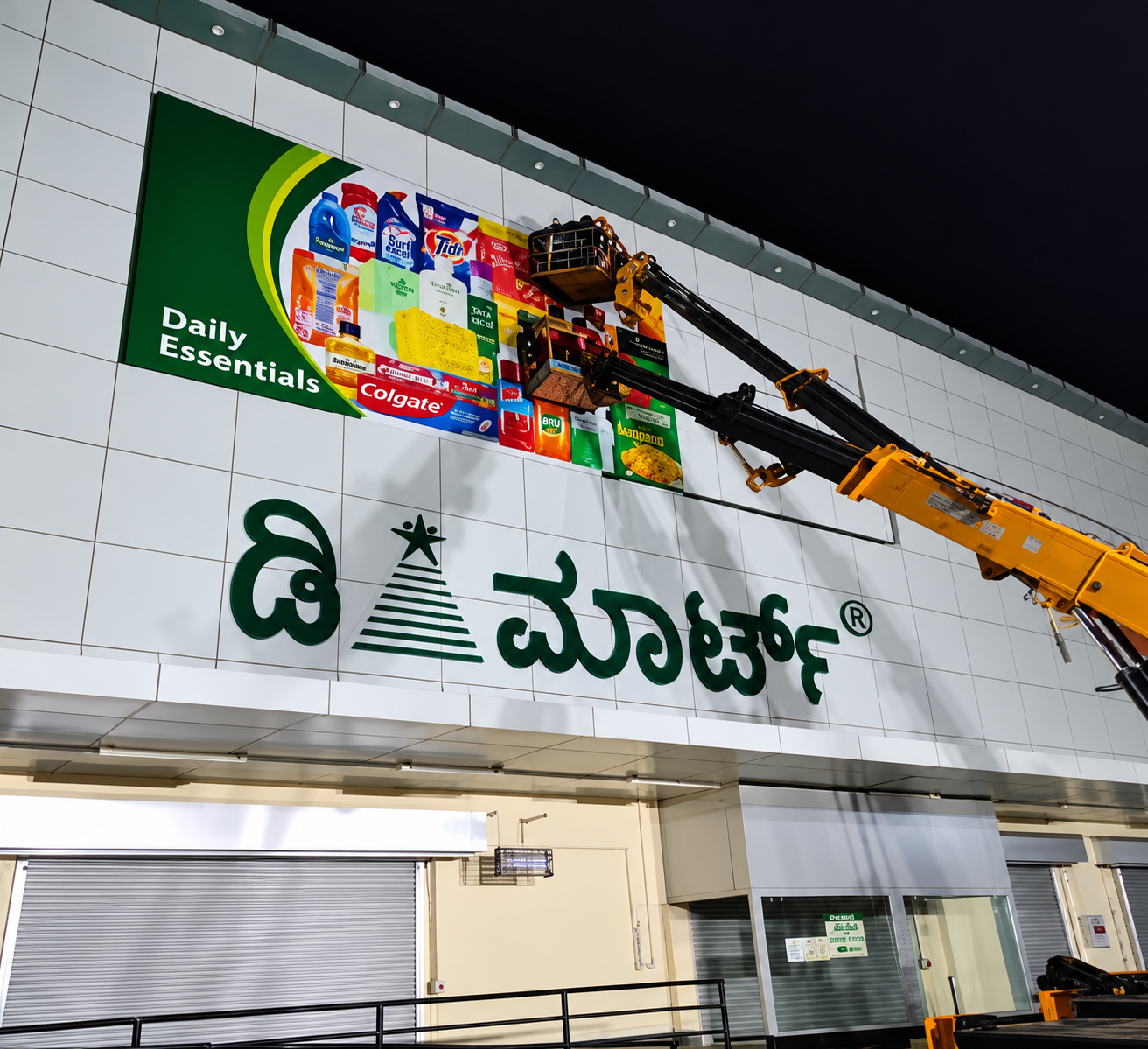 High-Rise Billboard Installation with Mobile Crane